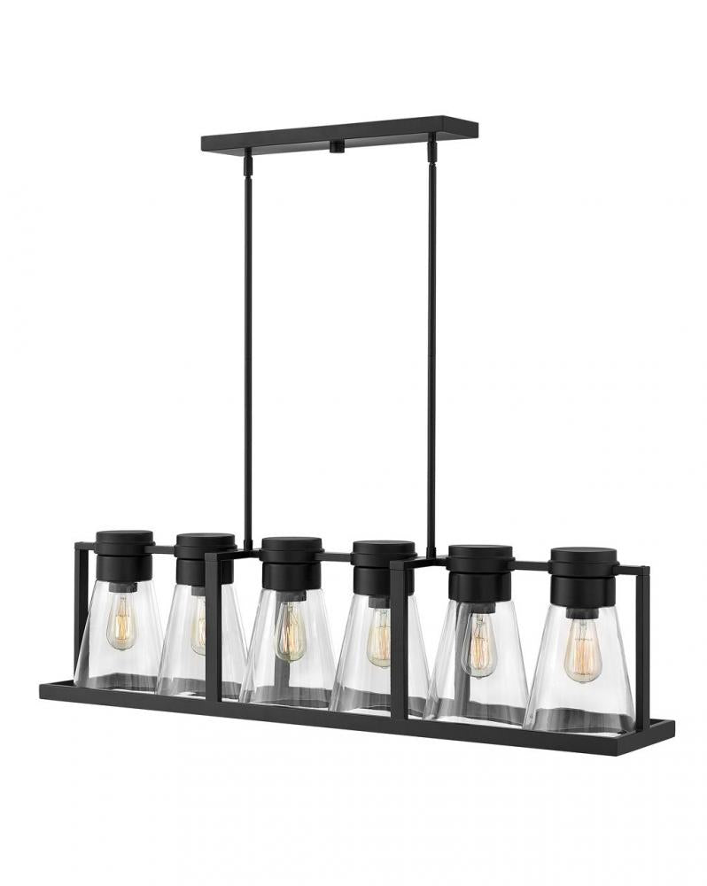 Medium Six Light Linear - Black