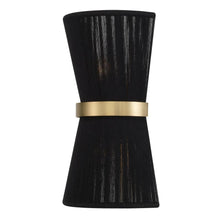 Load image into Gallery viewer, 2-Light Sconce in Hand wrapped Black Rope String and Hand-Distressed Patinaed Brass
