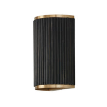 Load image into Gallery viewer, 2-Light Sconce in Matte Brass and Handcrafted Mango Wood in Black Stain