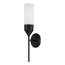 Load image into Gallery viewer, 1-Light Cylindrical Sconce in Matte Black with Soft White Glass