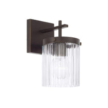 Load image into Gallery viewer, 1-Light Sconce in Oil Rubbed Bronze with Clear Beveled Fluted Glass