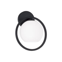 Load image into Gallery viewer, 1-Light Circle Sconce in Matte Black with Soft White Glass