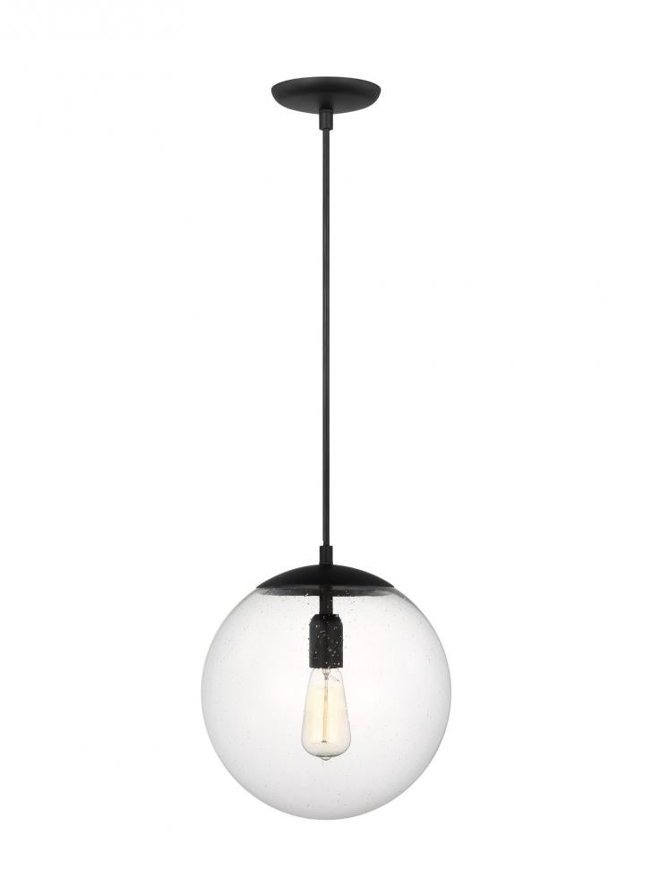 Leo - Hanging Globe Large One Light Pendant with Clear Seeded Glass