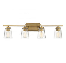 Load image into Gallery viewer, Calhoun 4-Light Bathroom Vanity Light in Warm Brass
