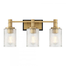 Load image into Gallery viewer, Concord 3-Light Bathroom Vanity Light in Matte Black with Warm Brass