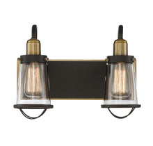 Load image into Gallery viewer, Lansing 2-Light Bathroom Vanity Light in English Bronze and Warm Brass