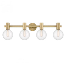 Load image into Gallery viewer, Wright 4-Light Bathroom Vanity Light in Warm Brass
