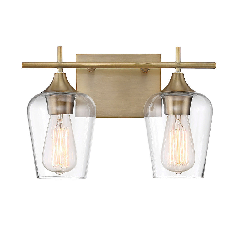 Octave 2-Light Bathroom Vanity Light in Warm Brass