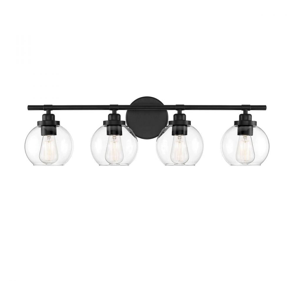 Carson 4-Light Bathroom Vanity Light in Matte Black