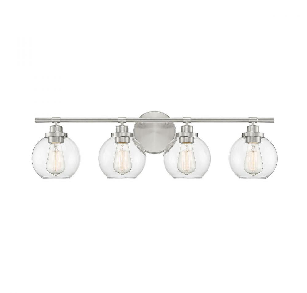 Carson 4-Light Bathroom Vanity Light in Satin Nickel