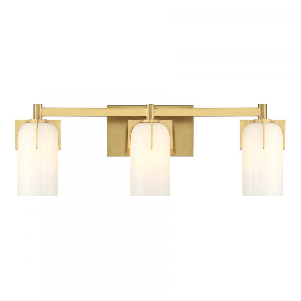 Caldwell 3-Light Bathroom Vanity Light in Warm Brass