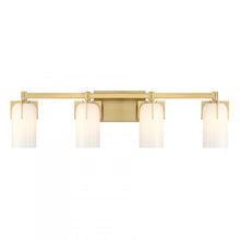 Load image into Gallery viewer, Caldwell 4-Light Bathroom Vanity Light in Warm Brass
