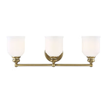Load image into Gallery viewer, Melrose 3-Light Bathroom Vanity Light in Warm Brass