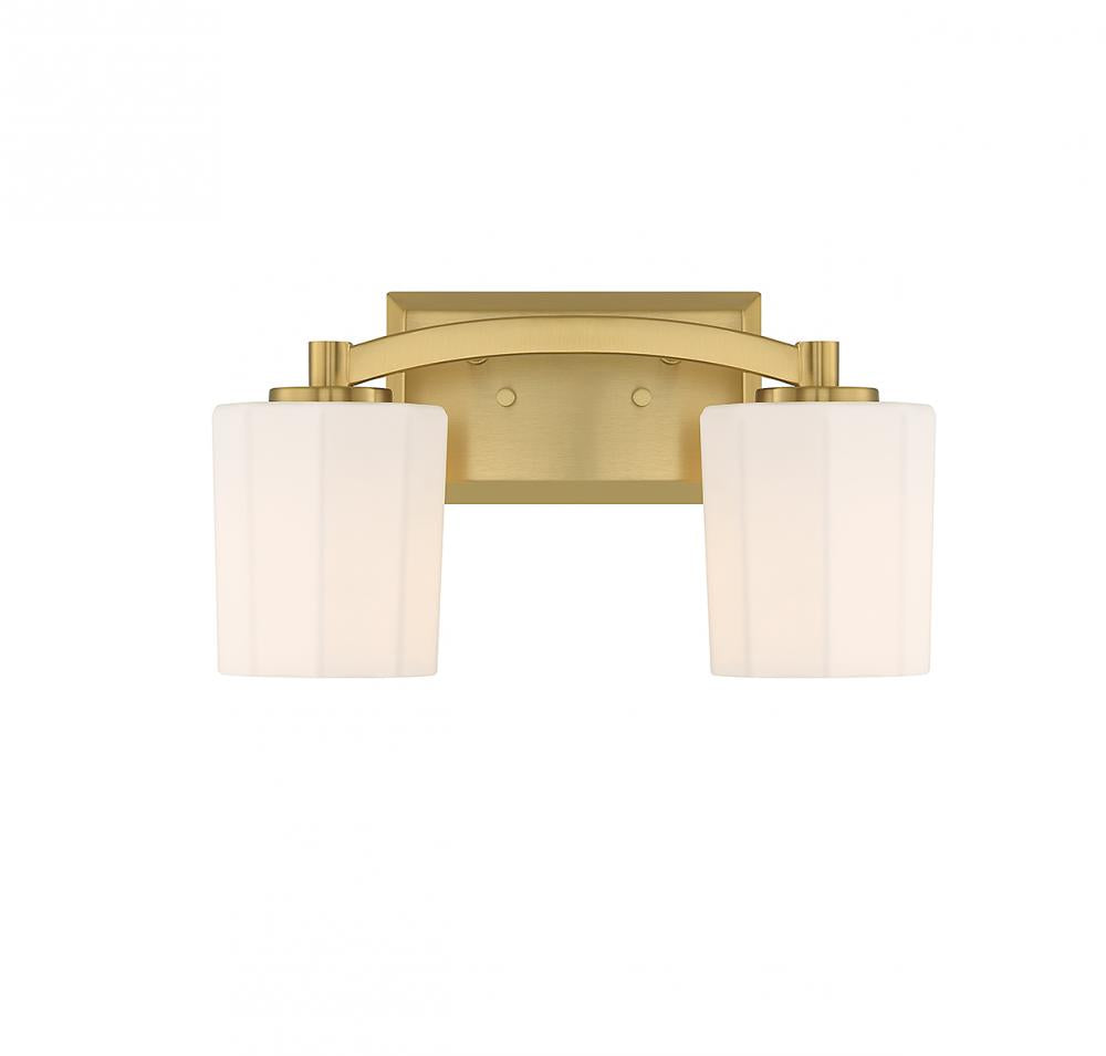 Whitney 2-Light Bathroom Vanity Light in Warm Brass
