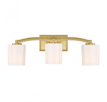 Load image into Gallery viewer, Whitney 3-Light Bathroom Vanity Light in Warm Brass