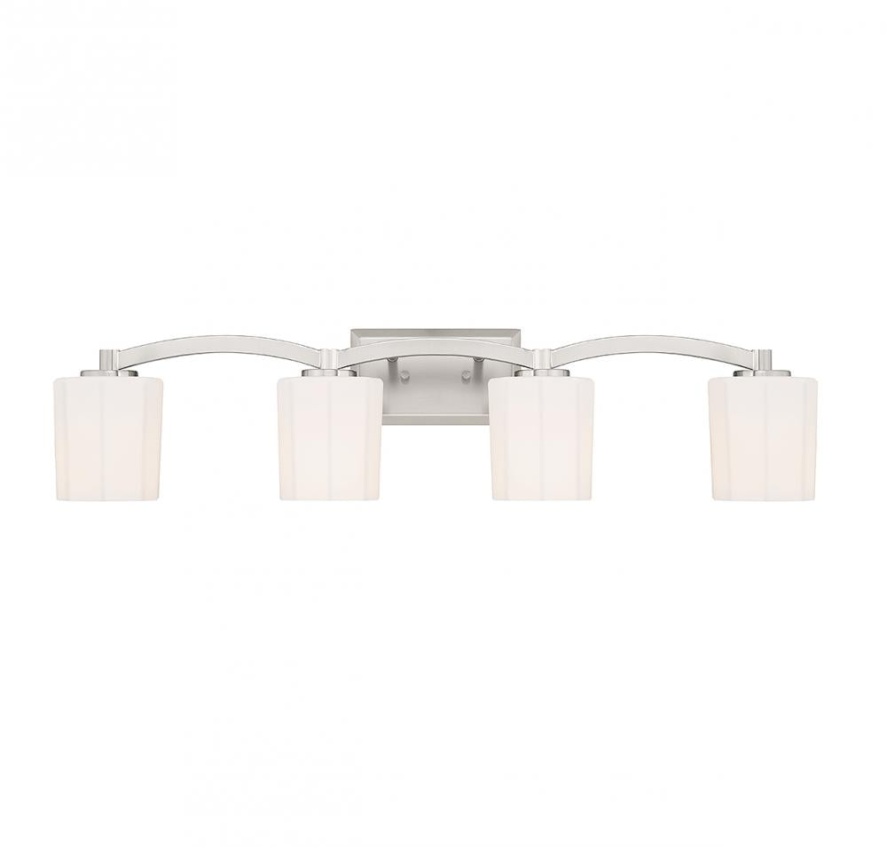 Whitney 4-Light Bathroom Vanity Light in Satin Nickel