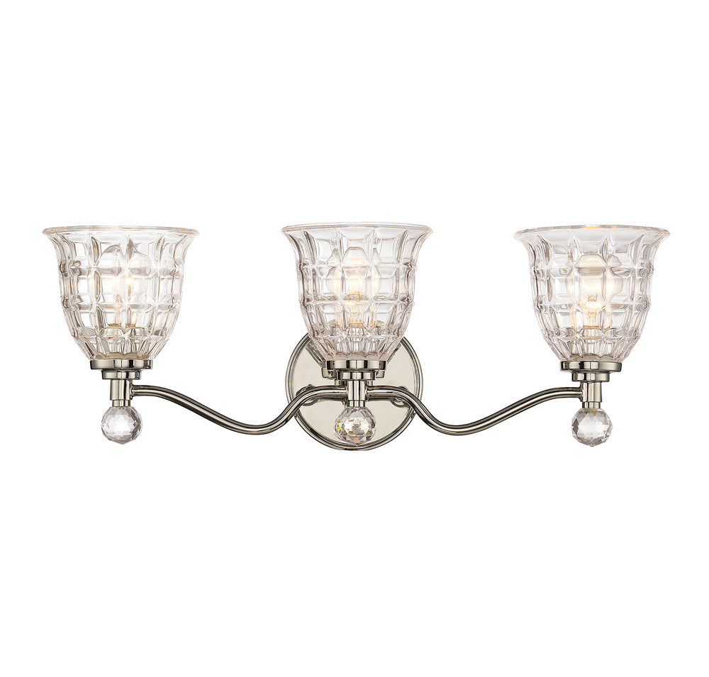 Birone 3-Light Bathroom Vanity Light in Polished Nickel