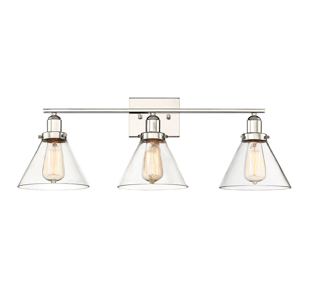 Drake 3-Light Bathroom Vanity Light in Polished Nickel