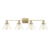 Load image into Gallery viewer, Drake 4-Light Bathroom Vanity Light in Warm Brass