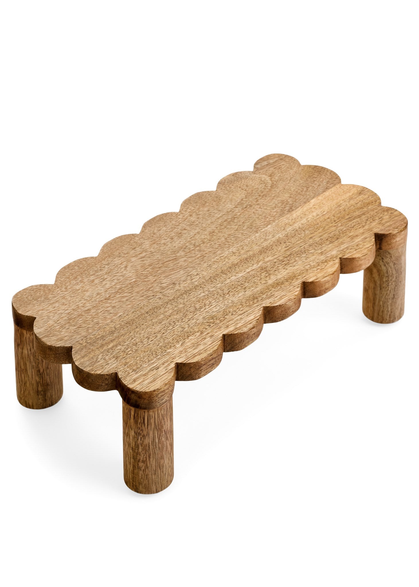 Serving Board W/Legs Mango Wood Scallop Natural