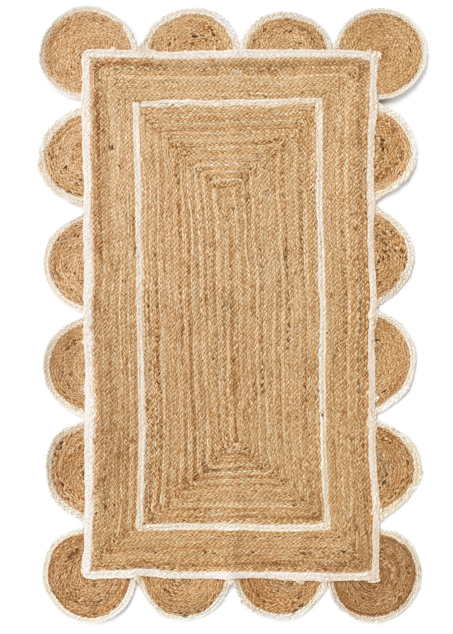 Rug Jute Scallop Edge 24x36 White-Natural