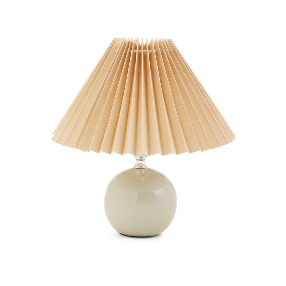 Table Lamp Ceramic Pleated Shade Pistachio-Beige