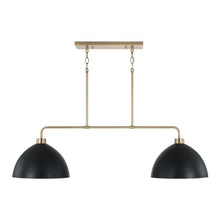 Load image into Gallery viewer, 2-Light Linear Chandelier in Aged Brass and Black