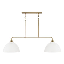 Load image into Gallery viewer, 2-Light Linear Chandelier in Aged Brass and White