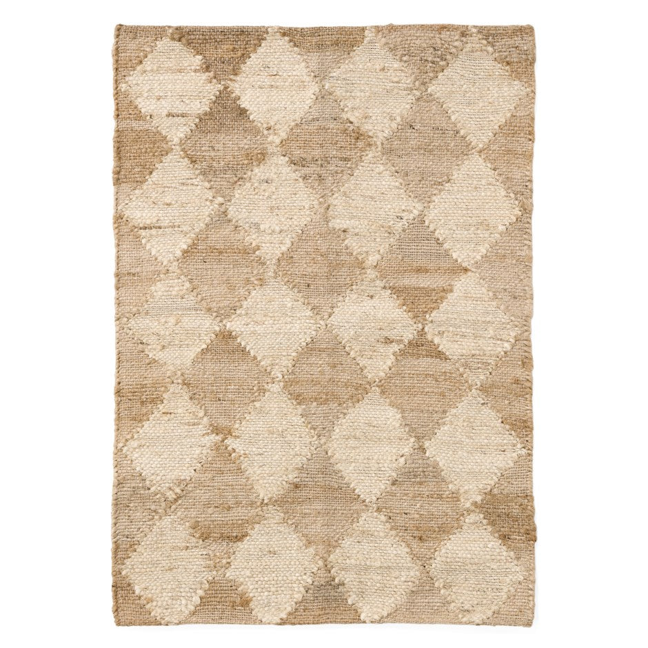 RUG HANDWOVEN DIAMOND DESIGN OFF WHT-NATURAL