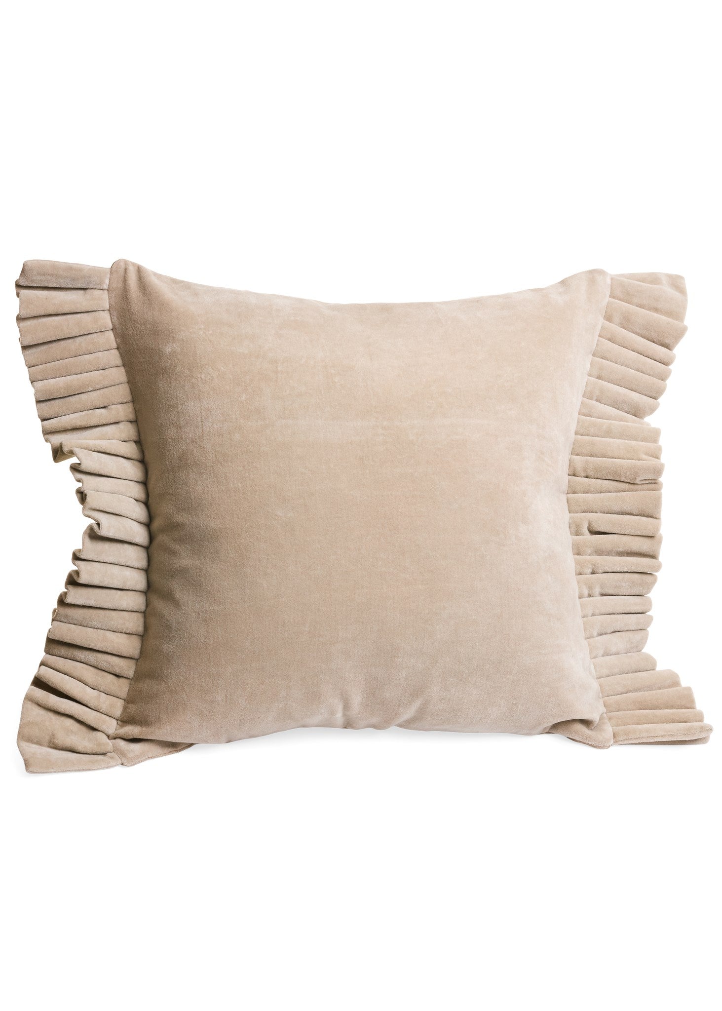 Cushion Velvet With 2 Sides Frills Beige