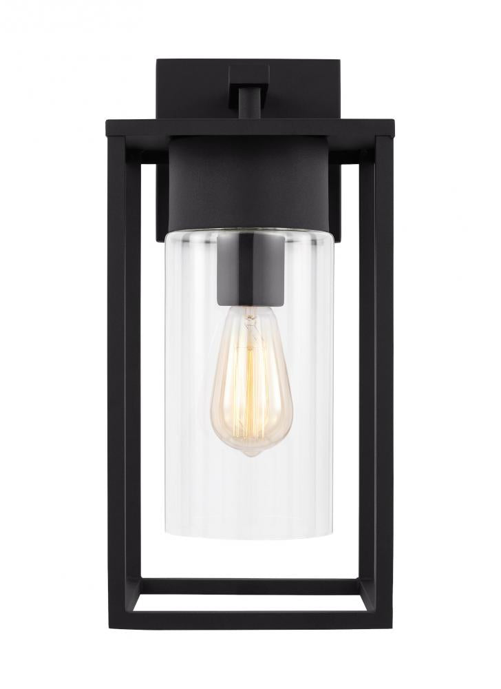 Vado transitional 1-light LED outdoor exterior large wall lantern sconce in black finish with clear