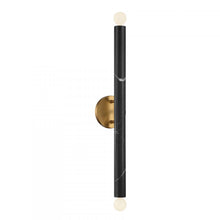 Load image into Gallery viewer, Callaway 2-Light Wall Sconce in Black Marble with Warm Brass