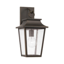 Load image into Gallery viewer, 1-Light Outdoor Tapered Wall Lantern in Oiled Bronze with Ripple Glass