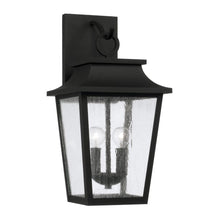 Load image into Gallery viewer, 2-Light Outdoor Tapered Wall Lantern in Black with Ripple Glass