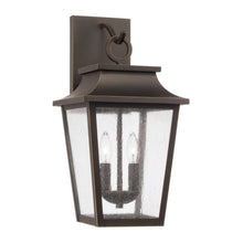 Load image into Gallery viewer, 2-Light Outdoor Tapered Wall Lantern in Oiled Bronze with Ripple Glass