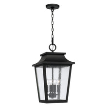 Load image into Gallery viewer, 4-Light Outdoor Tapered Hanging Lantern in Black with Ripple Glass