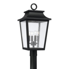 Load image into Gallery viewer, 4-Light Outdoor Tapered Post Lantern in Black with Ripple Glass