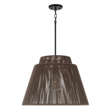 Load image into Gallery viewer, 1-Light Indoor Outdoor Pendant in Matte Black and Hand-wrapped Umber Resin Rope