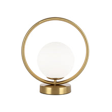 Load image into Gallery viewer, 1LT Halogen Table Lamp Aged Brass w/ White Glass