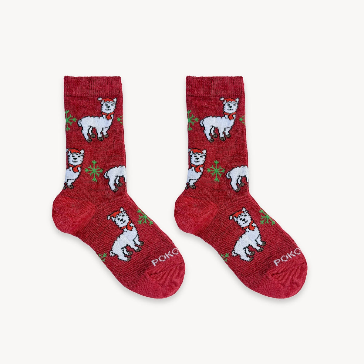 Alpaca Kids Socks - Festive Alpaca - Red