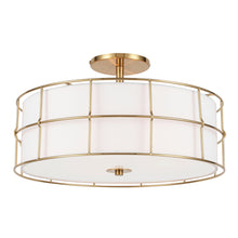 Load image into Gallery viewer, 3LT Semi-Flush Mount, AGB w/WH shade