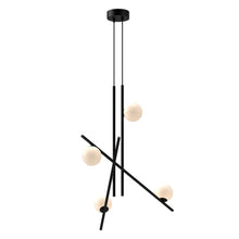 Load image into Gallery viewer, Amara 32-in Black/Glossy Opal Glass LED Chandeliers