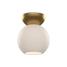 Load image into Gallery viewer, Arcadia 6-in Brushed Gold/Opal Glass 1 Light Semi Flush Mount
