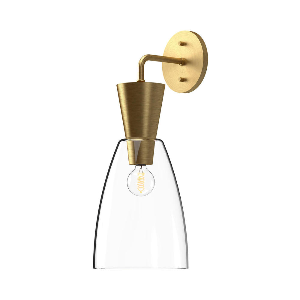 Arlo 7-in Brushed Gold/Clear Glass 1 Light Wall/Vanity