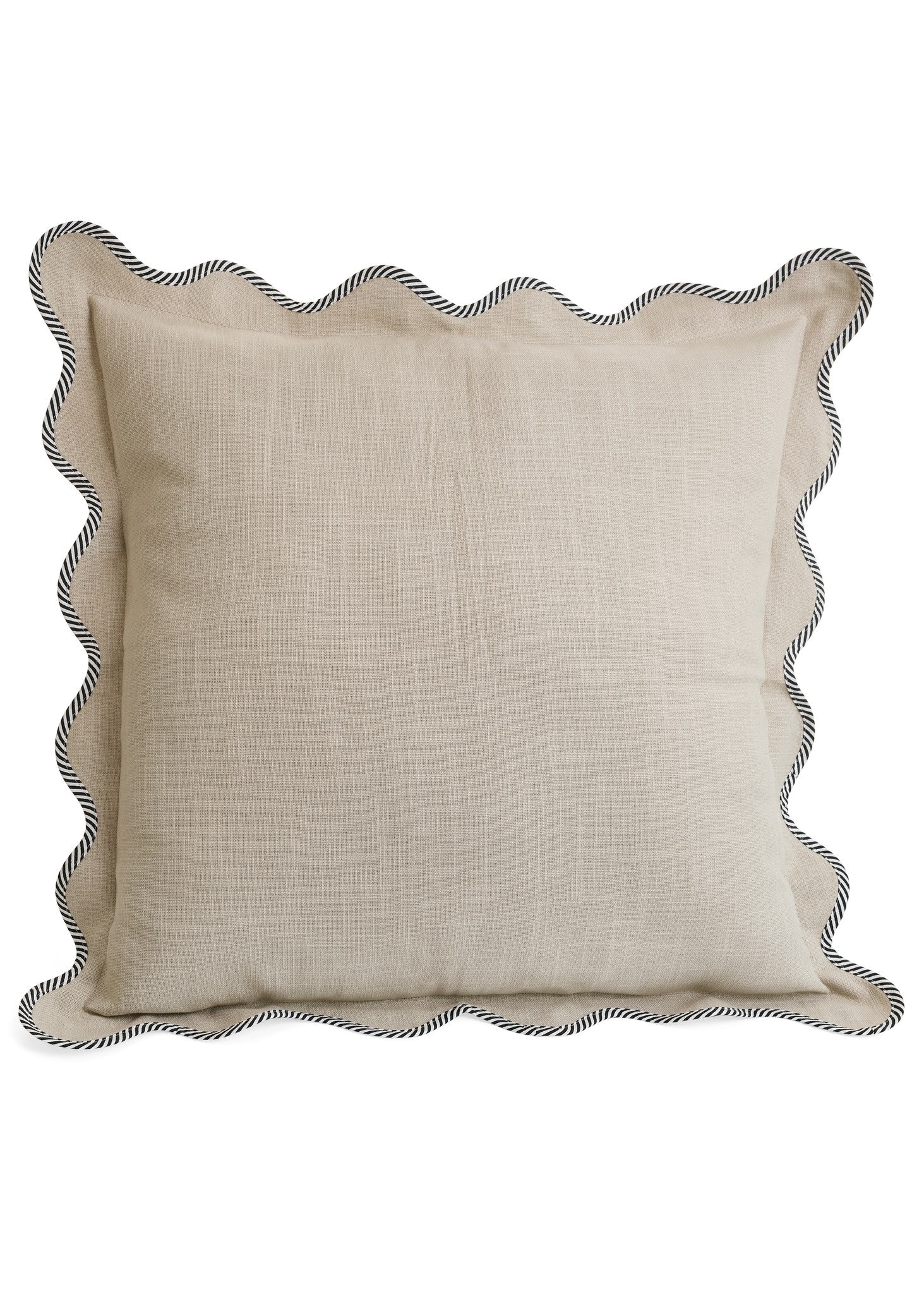 CUSHION COTT SCALLOP FLANGE 24X24 BEIGE-WHITE-BLCK