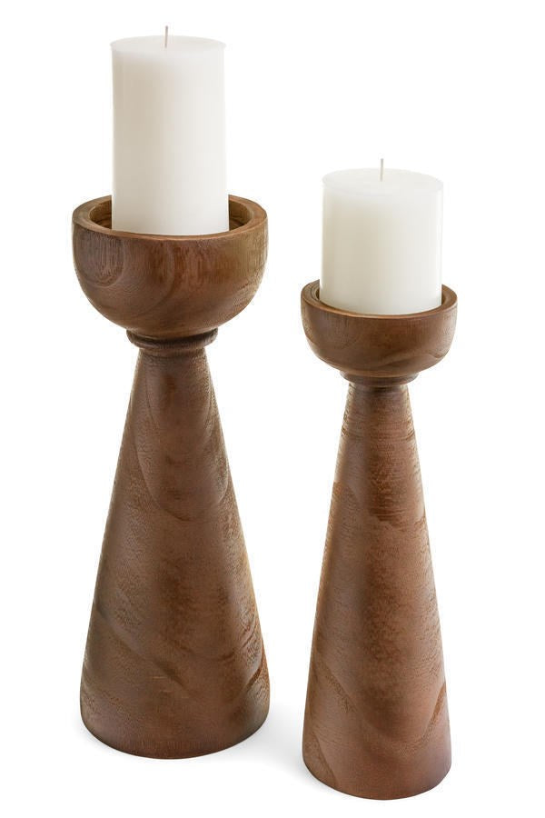 Candle Holder Paulownia Wood Medium Brown (2 Sizes)