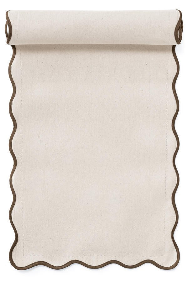 Tab Runner Scallop Flange 13X72 Cream/Bean