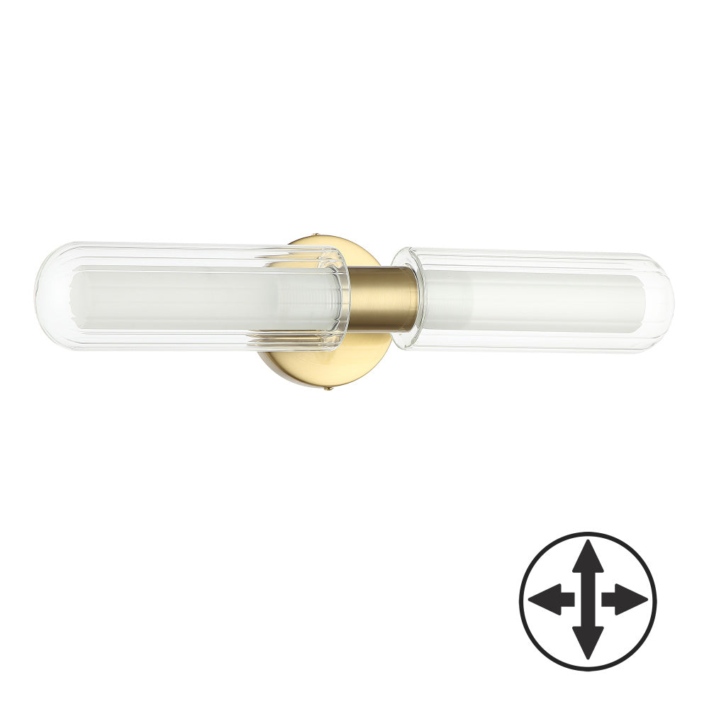 2LT Wall Sconce, AGB w/ CLR Fluted Glass