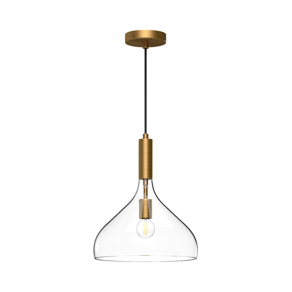 Belleview 12-in Aged Gold/Clear Glass 1 Light Pendant