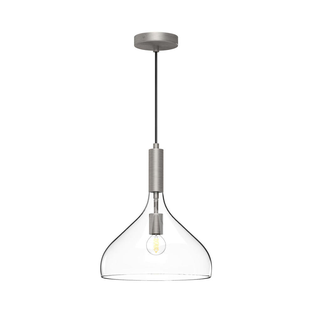 Belleview 12-in Brushed Nickel/Clear Glass 1 Light Pendant
